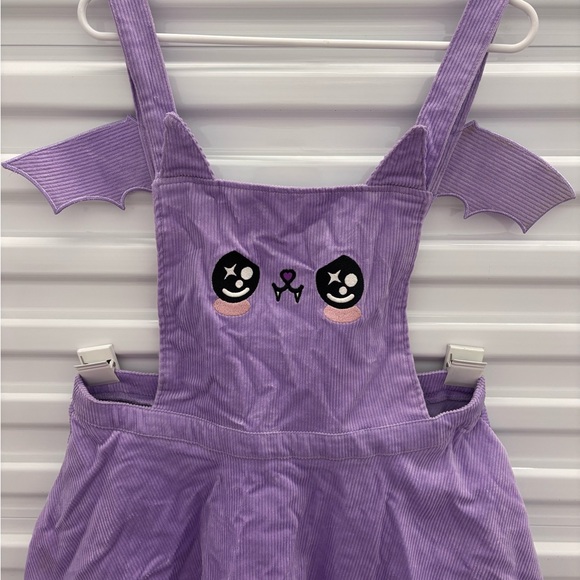 NWT XL Sweet Society Juniors' Kawaii Bat Corduroy Skirtall Skirt Overalls Wings - Picture 5 of 8